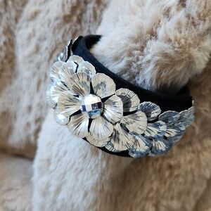 Black Velvet Cuff with a main flower and cascading petals